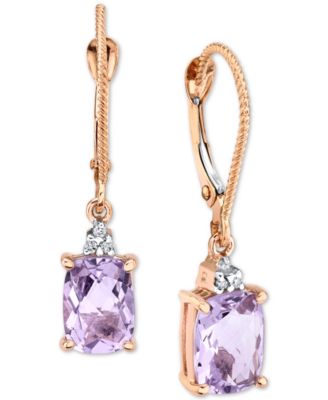 Macy's - Pink Amethyst (2-1/2 ct. t.w.) & Diamond Accent Drop Earrings in 14k Rose Gold