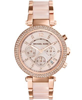 Michael Kors - Women's Chronograph Parker Blush and Rose Gold-Tone Stainless Steel Bracelet Watch 39mm MK5896