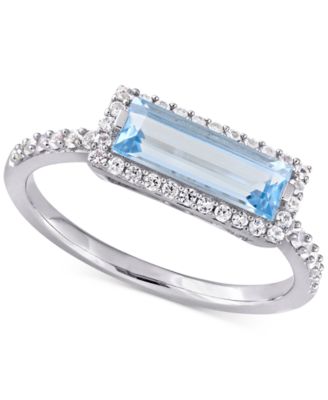 Macy's - Blue Topaz (1-1/2 ct. t.w.) & White Topaz (1/3 ct. t.w.) Statement Ring in Sterling Silver