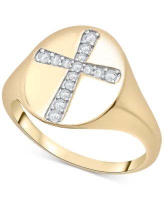 Wrapped - Diamond Cross Ring (1/7 ct. t.w.) in 14k Gold