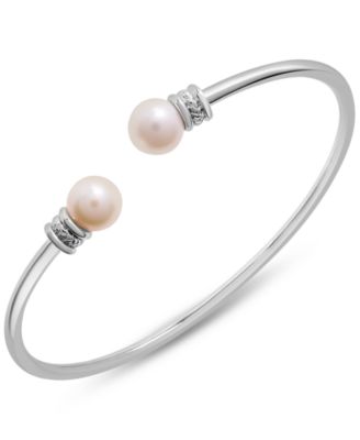 Macy's - Cultured Freshwater Pearl (7mm) Flex Bangle Bracelet in Sterling Silver