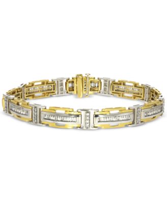 Macy's - Diamond Baguette & Round Link Bracelet (2-1/2 ct. t.w.) in 10k Two-Tone Gold