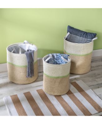 Honey Can Do - Nesting Paper Straw Baskets with Handles, Set of 3