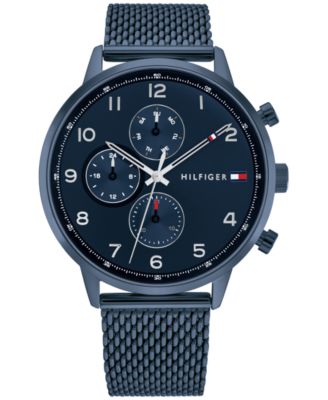 Tommy Hilfiger - Men's Blue-Tone Stainless Steel Mesh Bracelet Watch 44mm