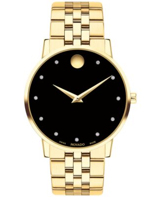 Movado - Swiss Museum Classic Diamond (1/20 ct. t.w.) Gold PVD Stainless Steel Bracelet Watch 40mm