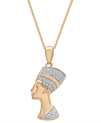 Wrapped - Diamond Nefertiti Pendant Necklace (1/10 ct. t.w.) in 14k Gold-Plated Sterling Silver, 18" + 2" extender