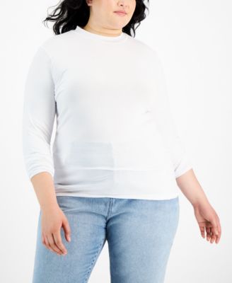 Aveto - Trendy Plus Size Mock Neck Long-Sleeve Top