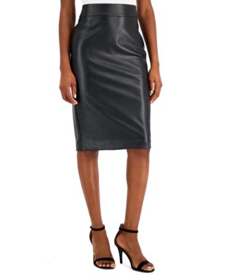Anne Klein - Women's Pull-On Faux Leather Skimmer Skirt