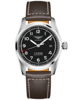 Longines - Men's Swiss Automatic Brown Leather Strap Watch 40mm