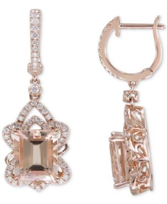 Macy's - Aquamarine (3 ct. t.w.) & White Sapphire (5/8 ct. t.w.) Leverback Drop Earrings in Sterling Silver (Also in Morganite)