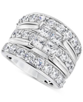 Macy's - Diamond Princess & Round 3-Pc Bridal Set (4 ct. t.w.) in 14k White Gold