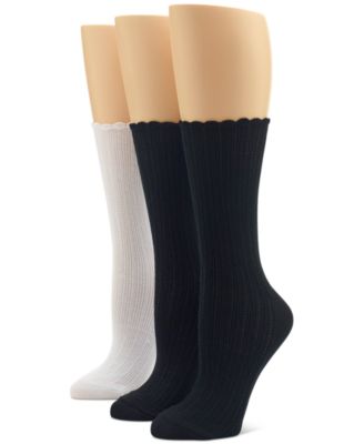 Hue - Women's 3-Pk. Scalloped Pointelle Crew Socks