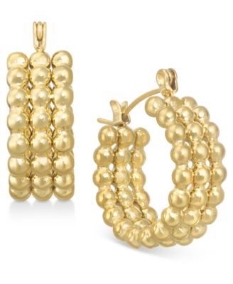 Lola Ade - 14k Gold-Plated Medium Triple-Row Beaded Hoop Earrings, 4/5", "