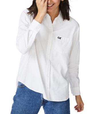 Court & Rowe - Women's Embroidered-Pocket Button-Up Shirt
