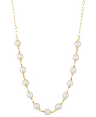 Honora - Cultured Freshwater Pearl (6 - 6-1/2mm) 18" Collar Necklace in 14k Gold