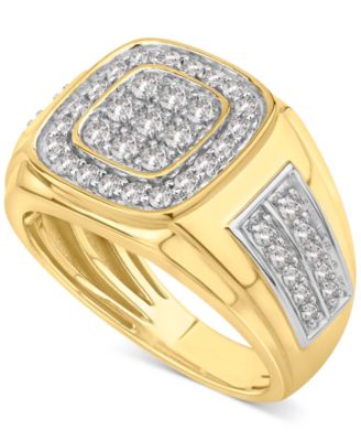 Macy's - Men's Diamond Cluster Ring (1 ct. t.w.) in 10k Gold