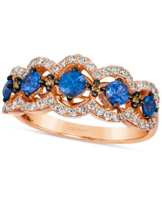 Le Vian - Blueberry Sapphire (3/4 ct. t.w.) & Diamond (7/8 ct. t.w.) Scalloped Ring in 14k Rose Gold