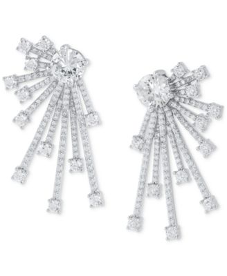 Arabella - Cubic Zirconia Sunburst Drop Earrings in Sterling Silver