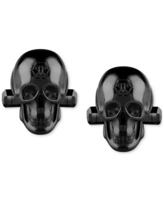 Philipp Plein - Black-Tone IP Stainless Steel 3D $kull Cuff Links