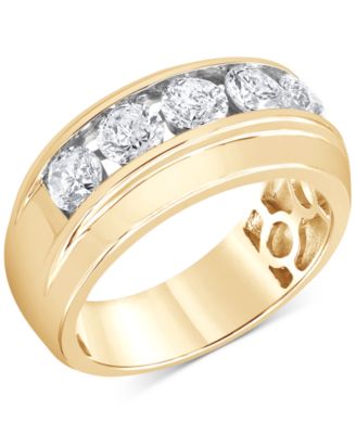 Macy's - Men's Diamond Channel-Set Ring (2 ct. t.w.) in 10k Yellow, White or Rose Gold