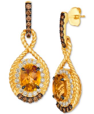 Le Vian - Cinnamon Citrine (3-1/2 ct. t.w.), Nude Diamonds (5/8 ct. t.w.) & Chocolate Diamonds (1/2 ct. t.w.) Drop Earrings in 14k Gold