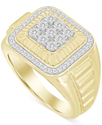 Macy's - Men's Diamond Halo Cluster Ring (1/2 ct. t.w.) in 10k Gold