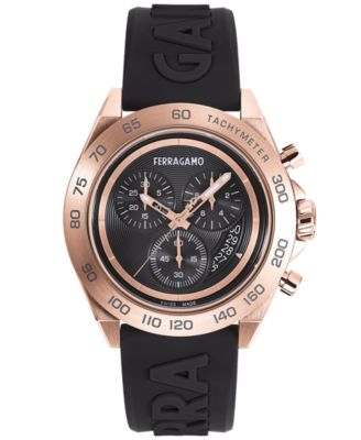 Ferragamo - Men's Swiss Chronograph Urban Black Silicone Strap Watch 43mm