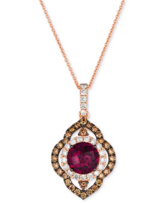 Le Vian - Pomegranate Garnet (2-1/10 ct. t.w.) & Diamond (1 ct. t.w.) Pendant Necklace in 14k Rose Gold, 18" + 2" extender