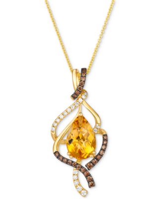 Le Vian - Cinnamon Citrine (2-5/8 ct. t.w.) & Diamond (3/8 ct. t.w.) Swirl Pendant Necklace in 14k Gold, 18" + 2" extender
