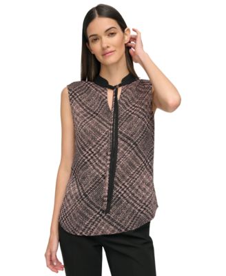 Tommy Hilfiger - Women's Contrast Tie-Neck Sleeveless Top