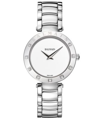 Balmain - Women's Swiss ia Bijou Diamond (1/10 ct. t.w.) Stainless Steel Bracelet Watch 33mm