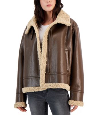 Maralyn & Me - Juniors' Faux-Shearling Moto Jacket