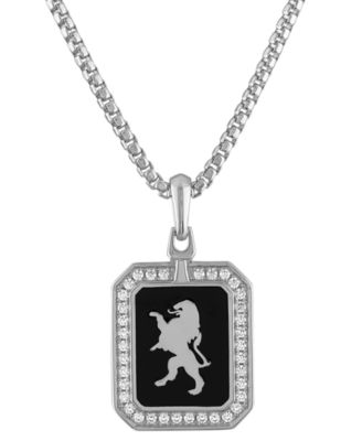 Bulova - Men's Crest of Bohemia Diamond (1/2 ct. t.w.) Pendant Necklace in Sterling Silver, 24" + 2" extender