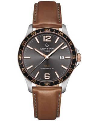 Certina - Men's Swiss Automatic DS-8 Brown Leather Strap Watch 41mm