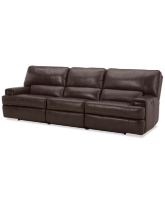 Furniture - 118" 3 Pc Zero Gravity Power Recliner Leather Sectional Sofa