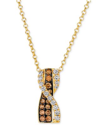 Le Vian - Chocolate Diamond & Nude Diamond Crossover 18" Pendant Necklace (5/8 ct. t.w.) in 14k Gold