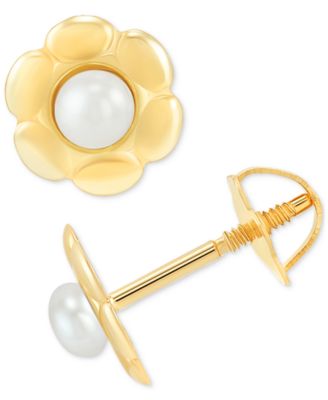 Macy's - Children's Cultured Freshwater Button Pearl (2mm) Flower Stud Earrings in 14k Gold
