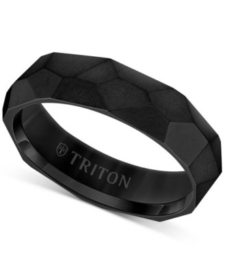 Triton - Men's Faceted Brush Finish Wedding Band in Titanium