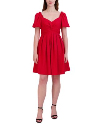 julia jordan - Women's Knot-Front Short-Sleeve Pleated Dress