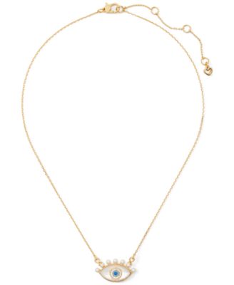 kate spade new york - Gold-Tone Mixed Stone Evil Eye Pendant Necklace, 16" + 3"' extender