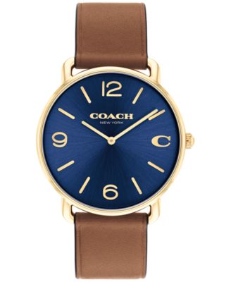 COACH - Men's Elliot Saddle Leather Strap Watch 40mm