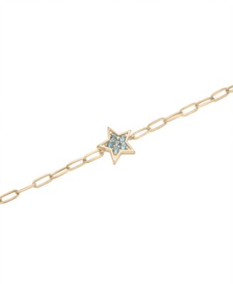 Macy's - London Blue Topaz Star Cluster Ankle Bracelet (1/5 ct. t.w.) in 14k Gold-Plated Sterling Silver