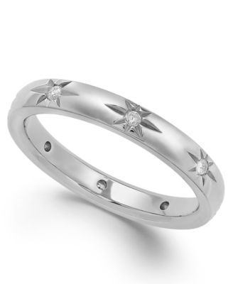 Marchesa - Diamond Star Wedding Band in 18k White Gold (1/8 ct. t.w.)