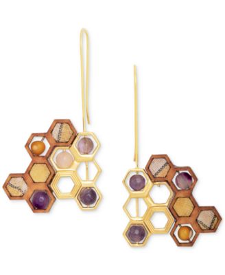 Nectar Nectar New York - 18k Gold-Plated Mixed Gemstone Honeycomb Drop Earrings
