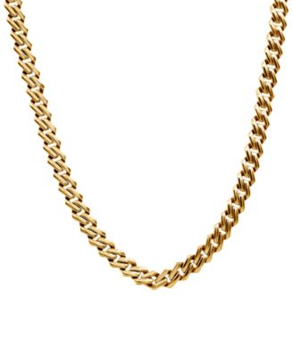 Blackjack - Men's Cubic Zirconia-Accented Curb Link 24" Chain Necklace in Stainless Steel