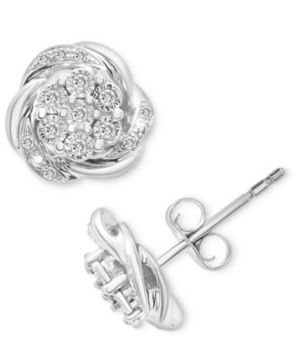 Macy's - Diamond Flower Stud Earrings (1/4 ct. t.w.) in Sterling Silver