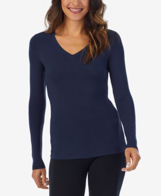 Cuddl Duds - Petite Softwear Long-Sleeve V-Neck Top