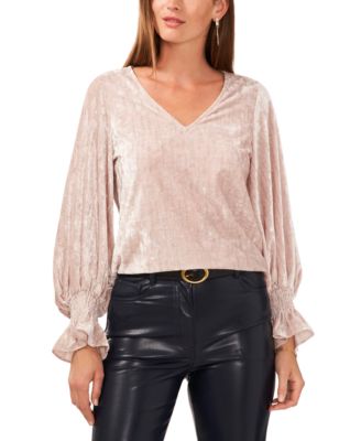 Vince Camuto - Women's V-Neck Blouson-Long-Sleeve Top
