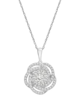 Wrapped in Love - ™ Diamond Knot Pendant Necklace in 14k White Gold (1 ct. t.w.)