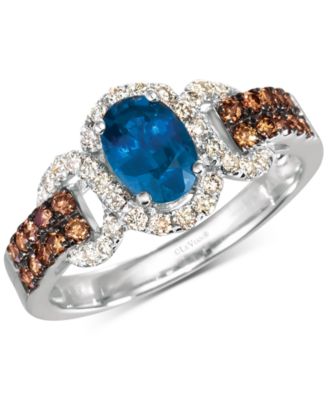 Le Vian - Cornflower Sapphire (3/4 ct. t.w.) & Diamond (1/2 ct. t.w.) Halo Ring in 14k White Gold